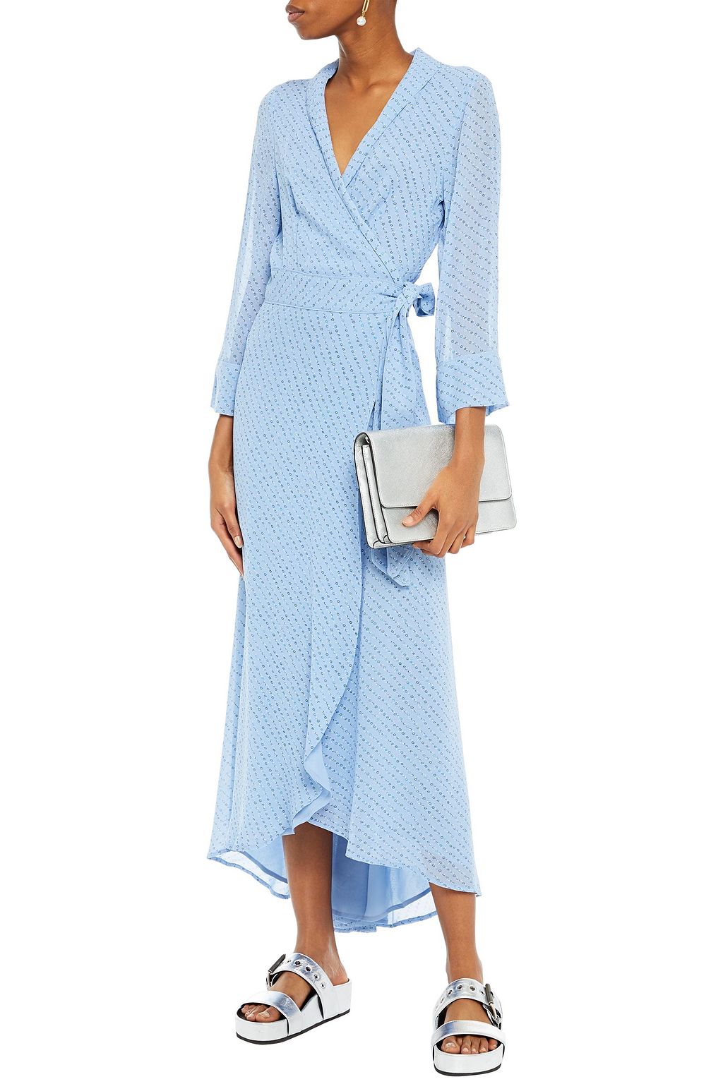 GANNI Floral-print georgette maxi wrap dress