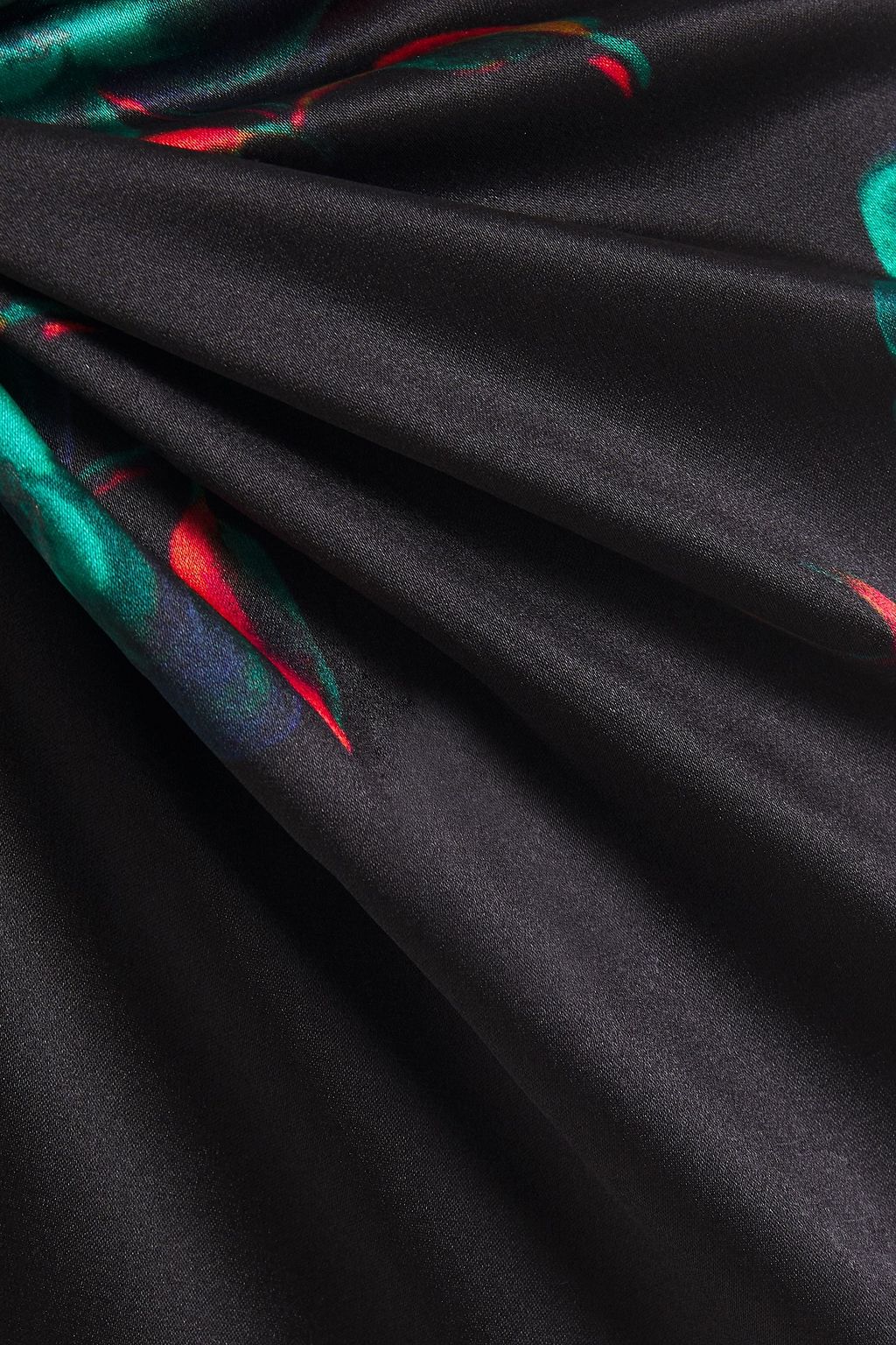 GANNI Tie-front printed stretch-silk satin midi skirt