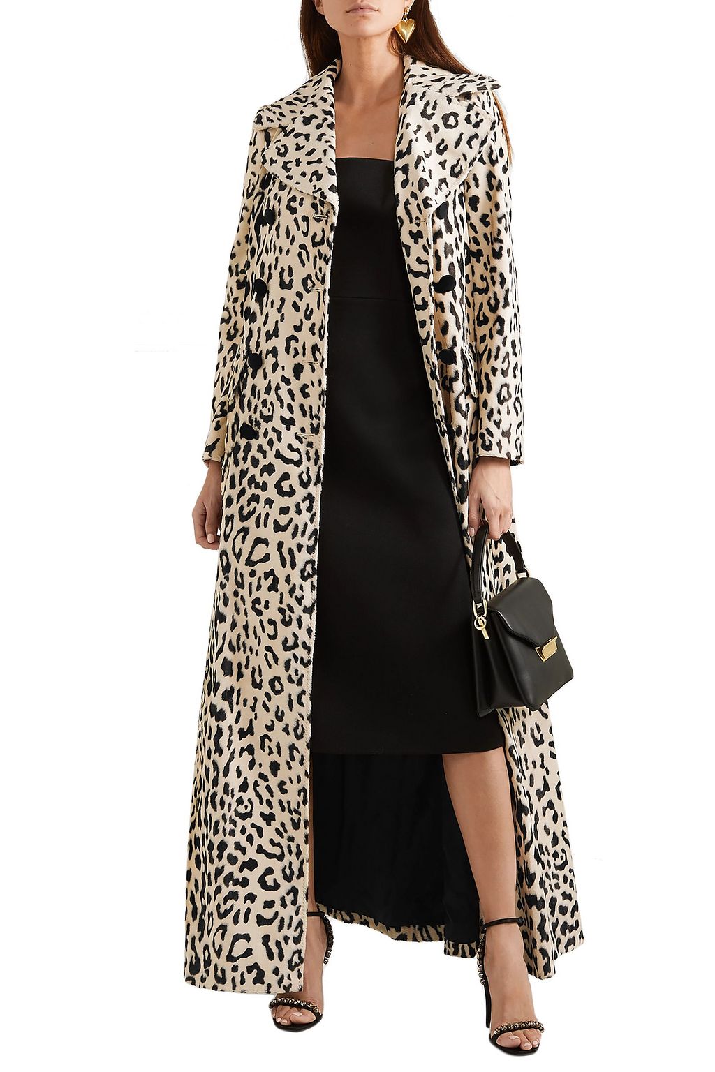 DOLCE&GABBANA Double-breasted leopard-print cotton-blend faux fur coat