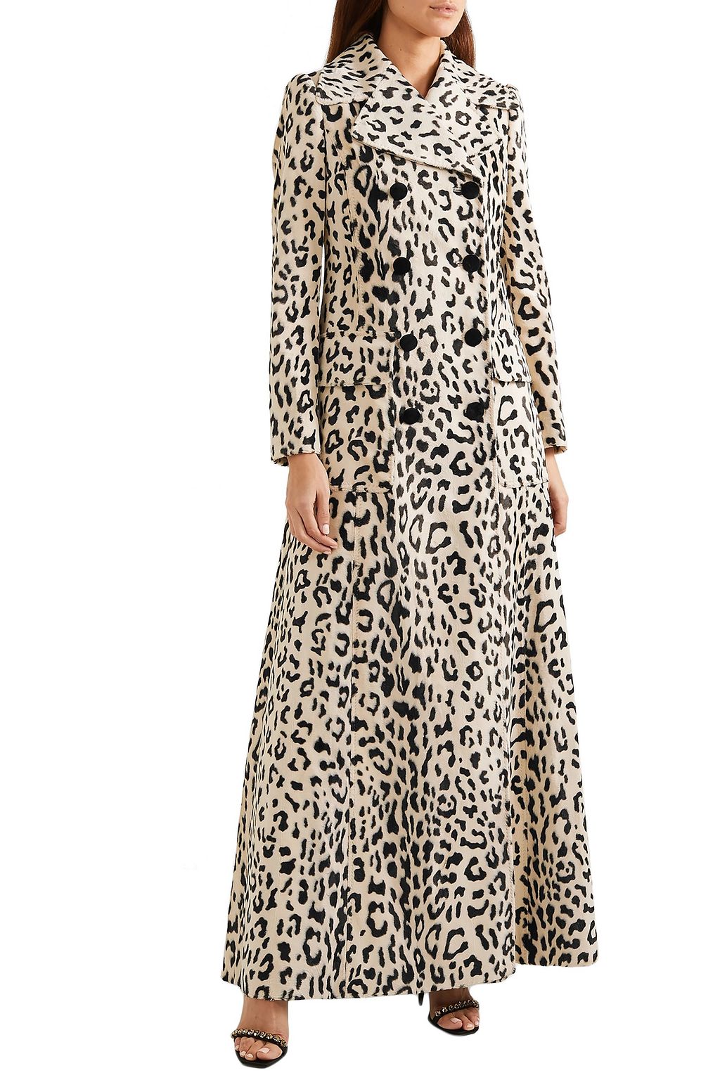 DOLCE&GABBANA Double-breasted leopard-print cotton-blend faux fur coat