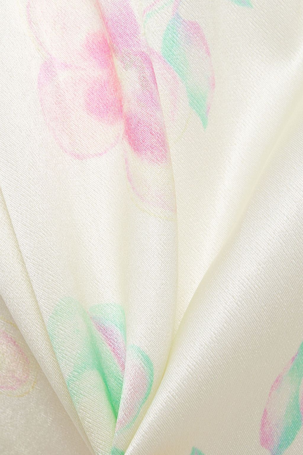 GANNI Floral-print satin-crepe midi skirt