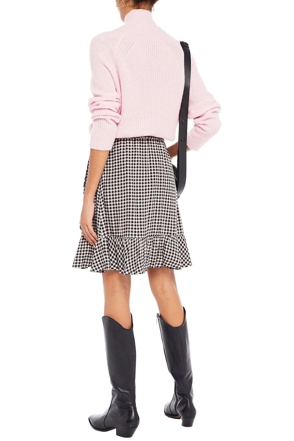 GANNI Wrap-effect printed crepe mini skirt