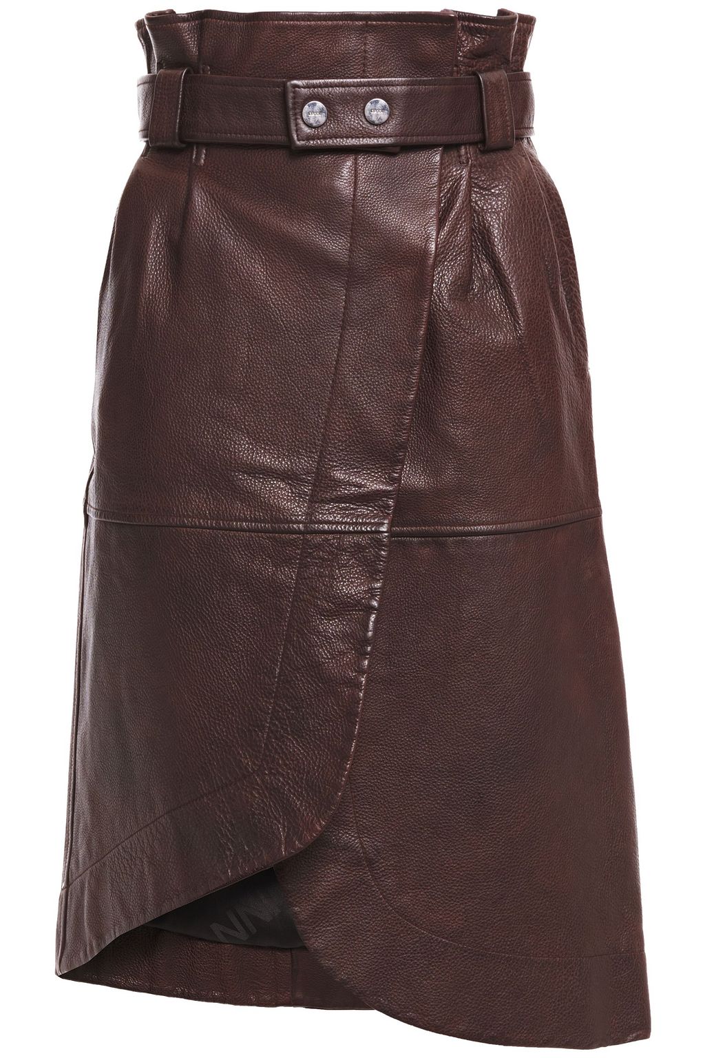 ganni leather wrap skirt