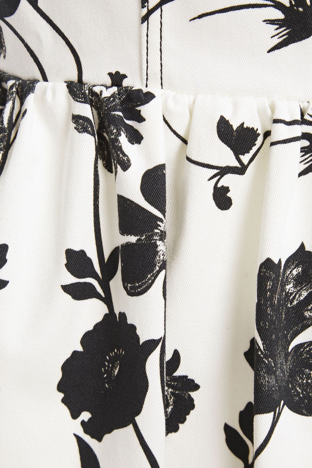 OSCAR DE LA RENTA Gathered floral-print cotton-blend twill midi dress
