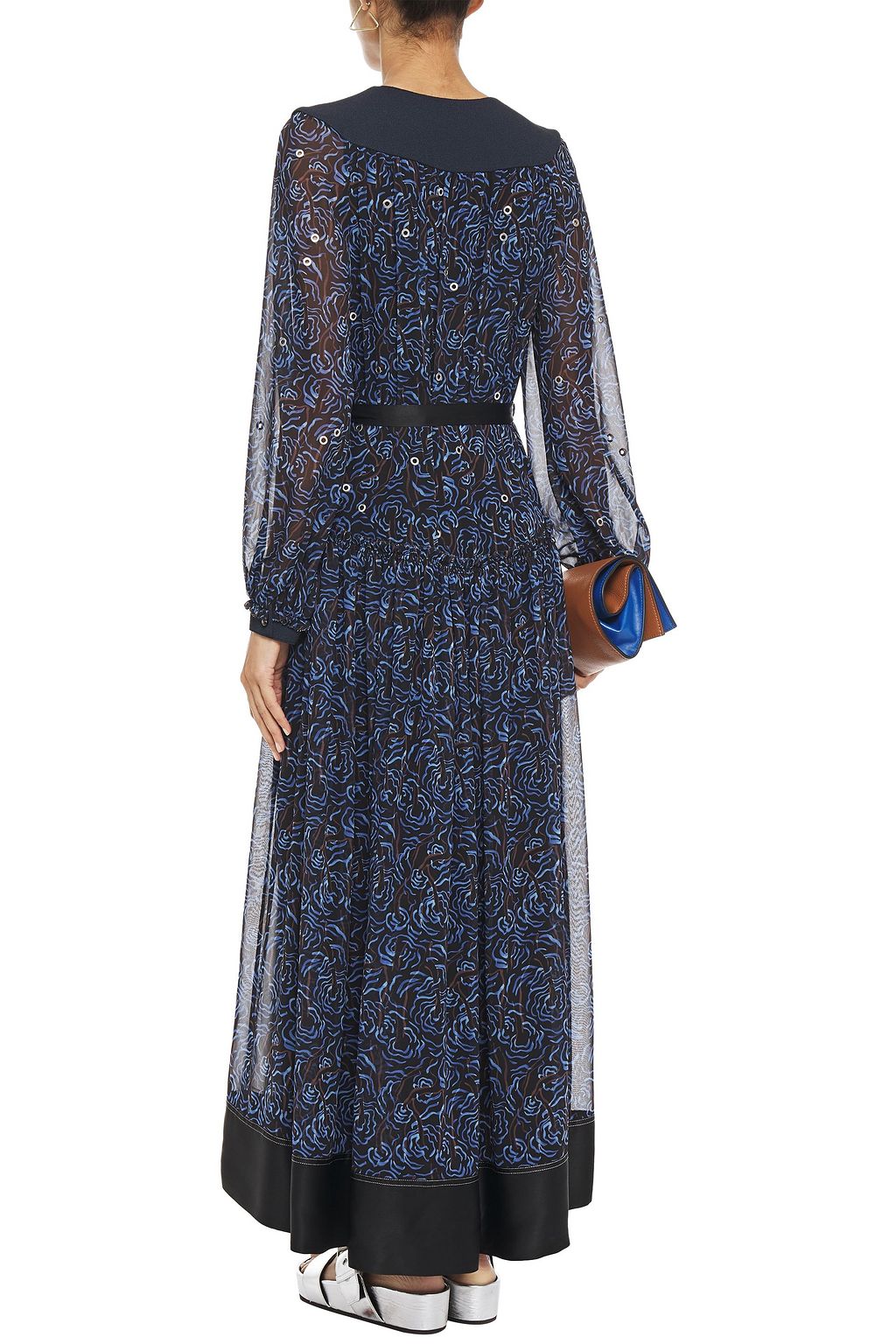 3.1 PHILLIP LIM Eyelet-embellished printed chiffon maxi dress