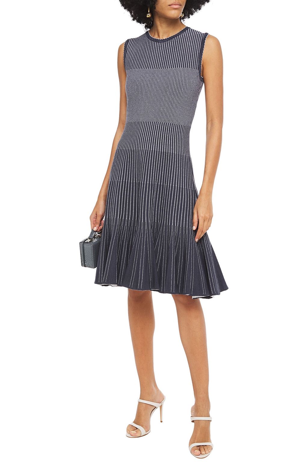 OSCAR DE LA RENTA Fluted jacquard-knit dress