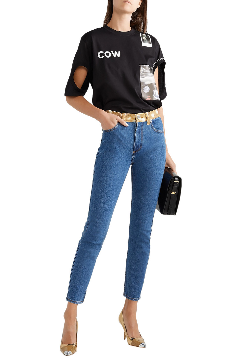 Click to view more detailed imagery on our partner's website Burberry Animal-print Trimmed High-rise Skinny Jeans In Blue