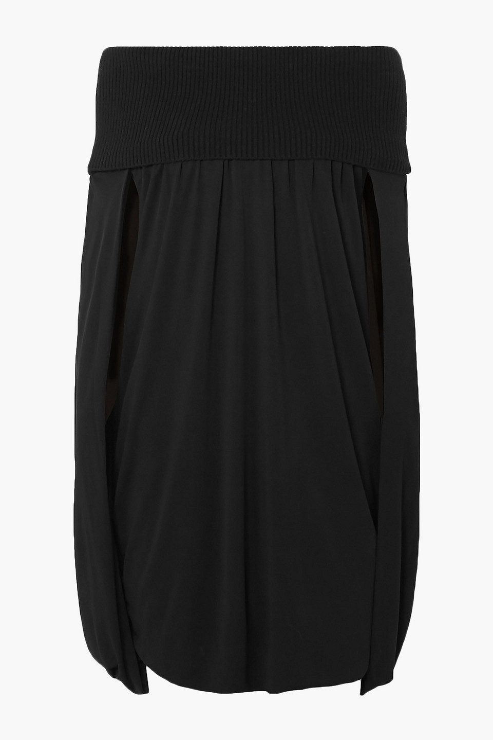 Burberry Woman Cape-effect Crepe De Chine And Ribbed-knit Mini Dress Black Size 10