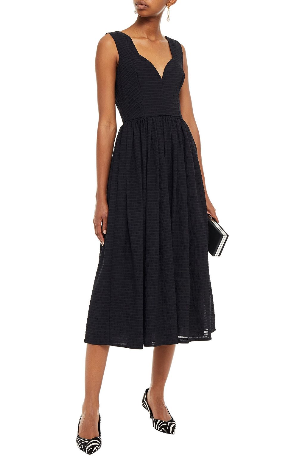 EMILIA WICKSTEAD June gathered organza-seersucker midi dress