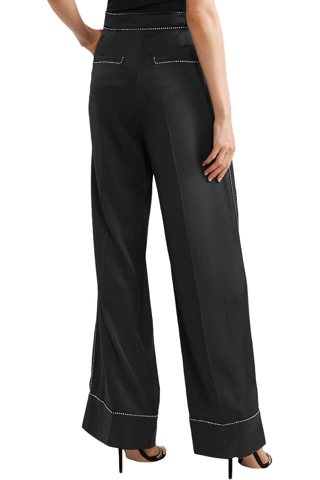 BURBERRY Crystal-embellished mulberry silk-satin wide-leg pants