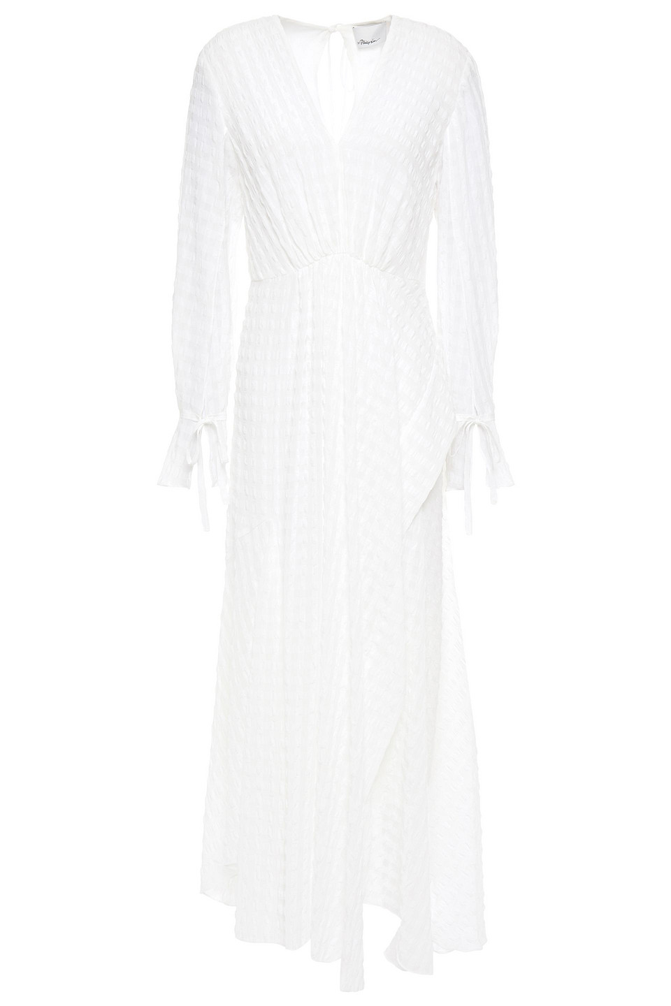 3.1 Phillip Lim Woman Wrap-effect Checked Seersucker Maxi Dress White Size 6