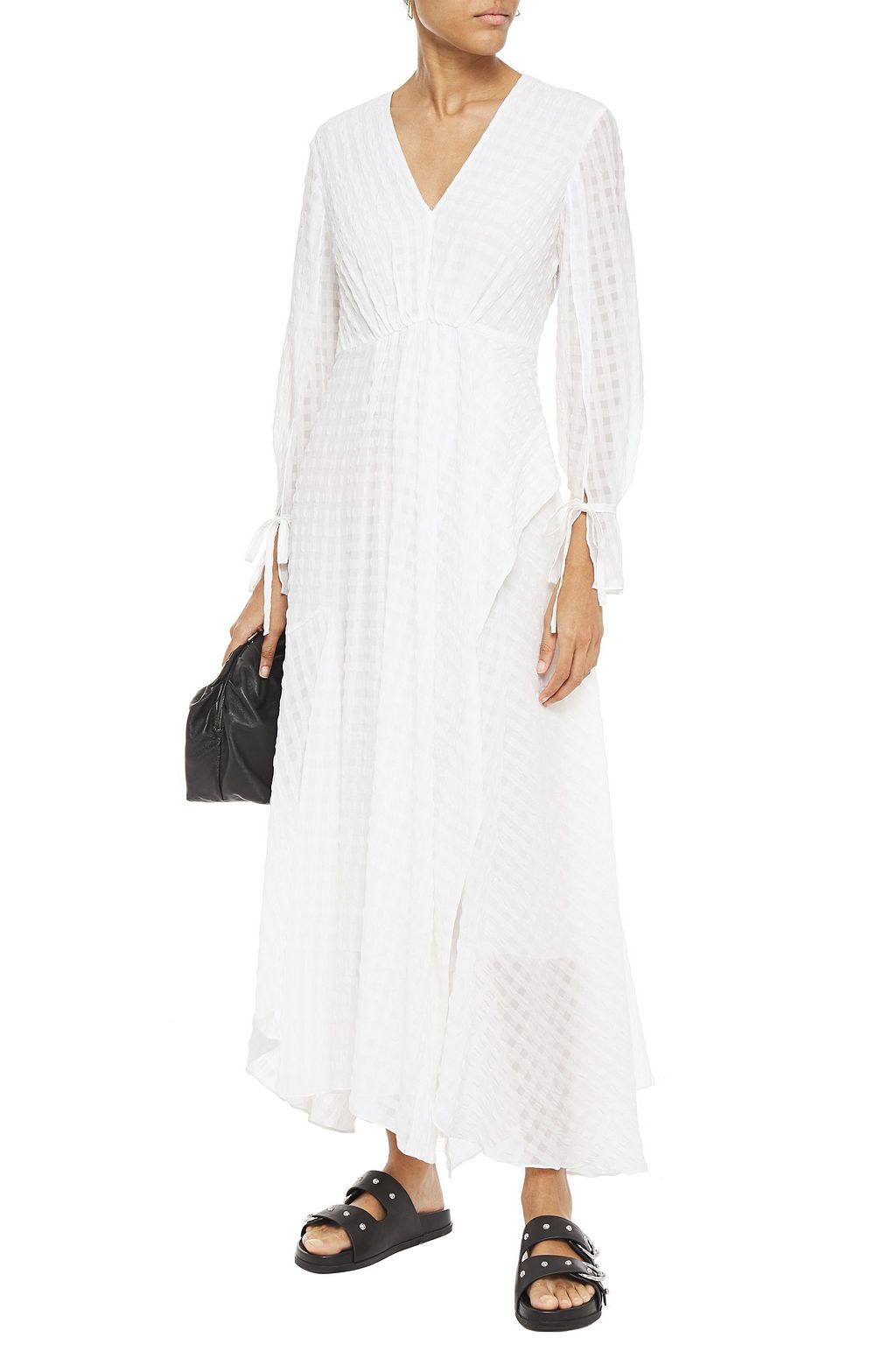 3.1 PHILLIP LIM Wrap-effect checked seersucker maxi dress
