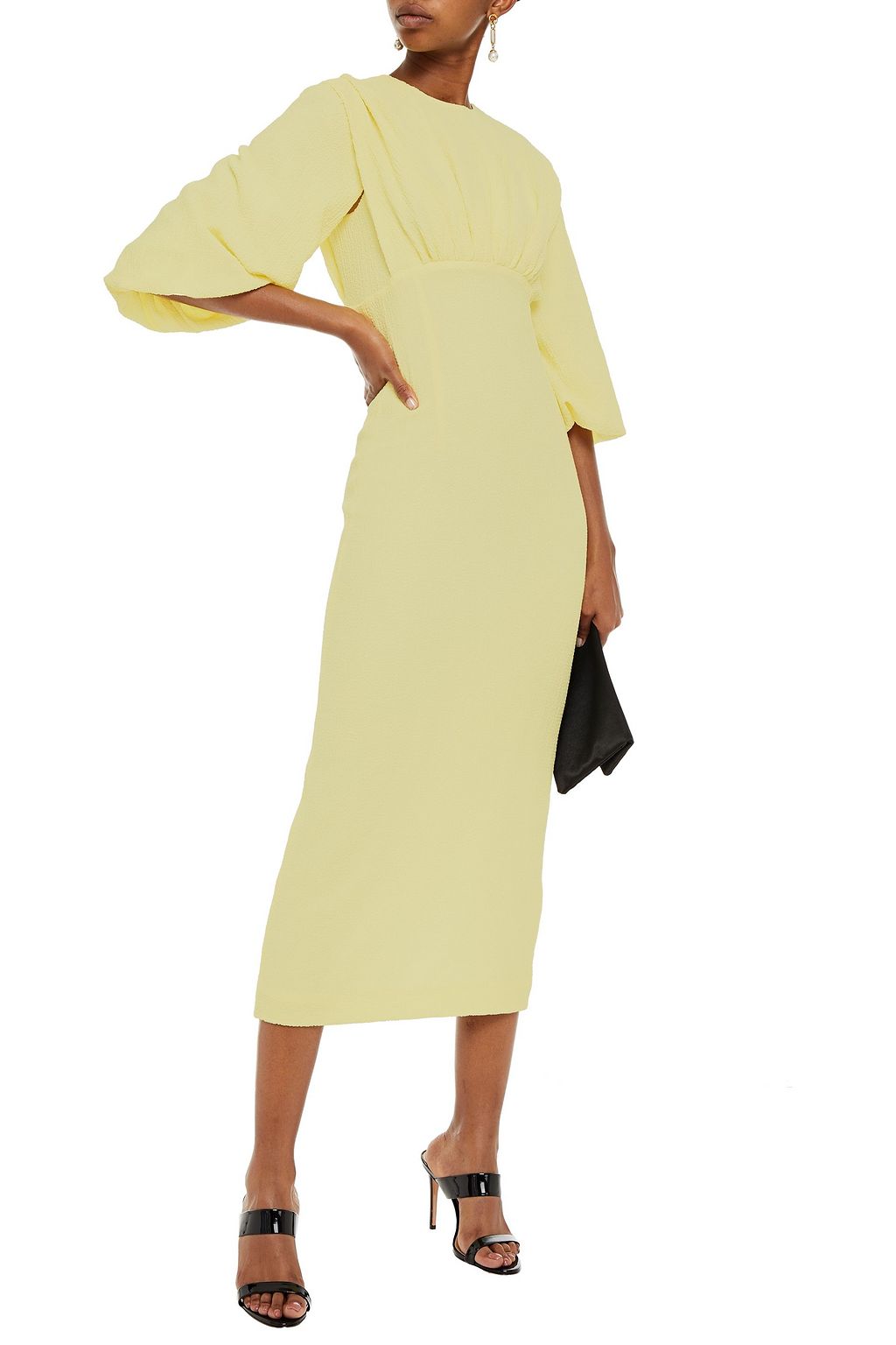 EMILIA WICKSTEAD Isadora gathered crepe-seersucker midi dress
