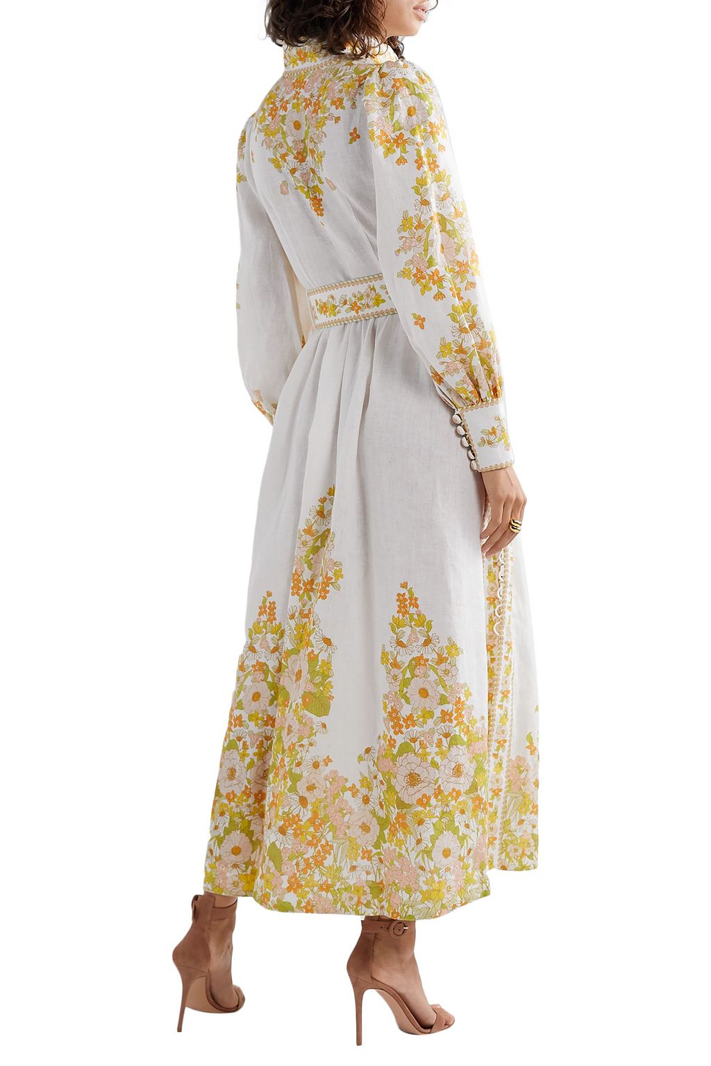 ZIMMERMANN Super Eight Tubular belted button-detailed floral-print linen-gauze maxi dress
