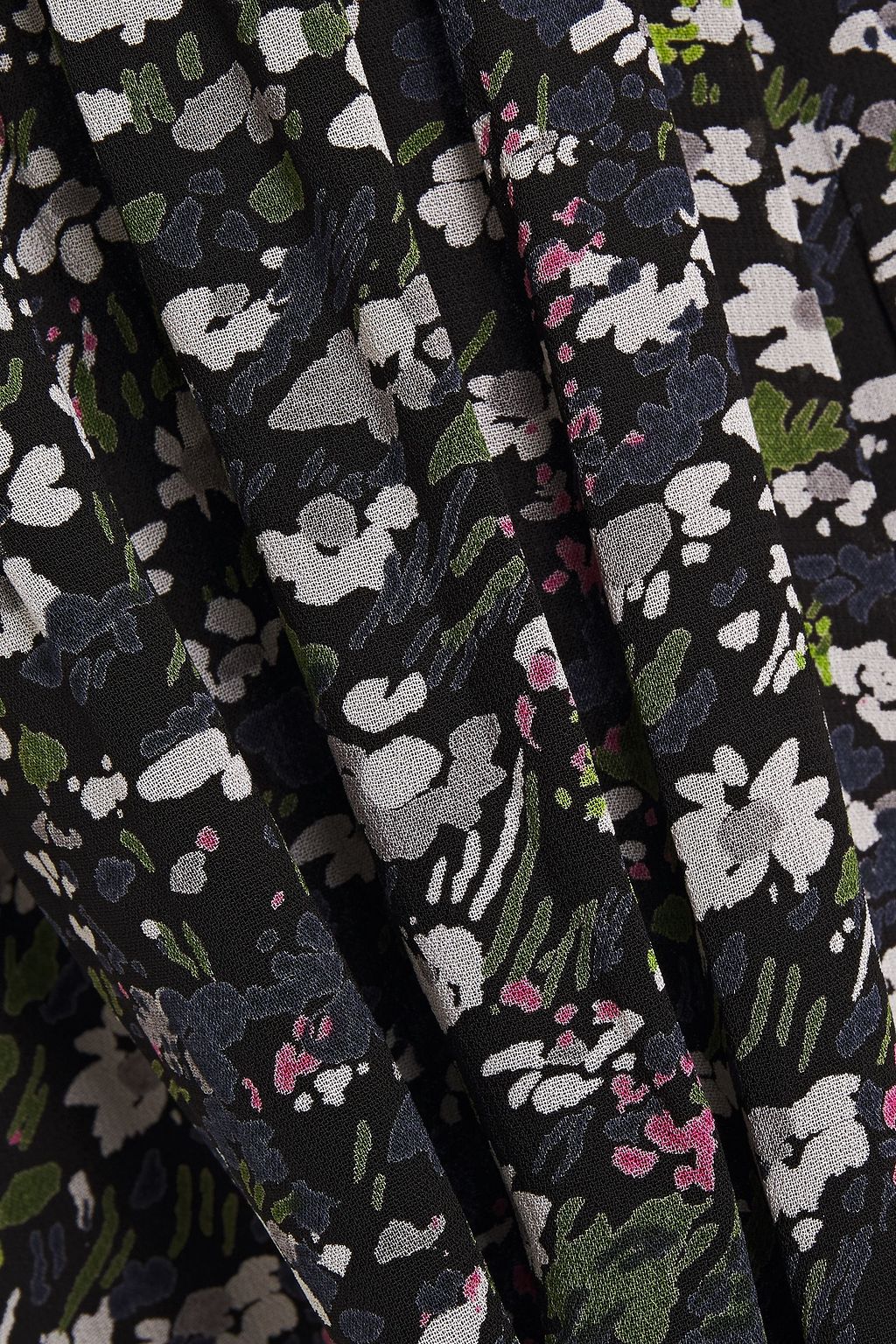 GANNI Bow-detailed floral-print georgette mini dress