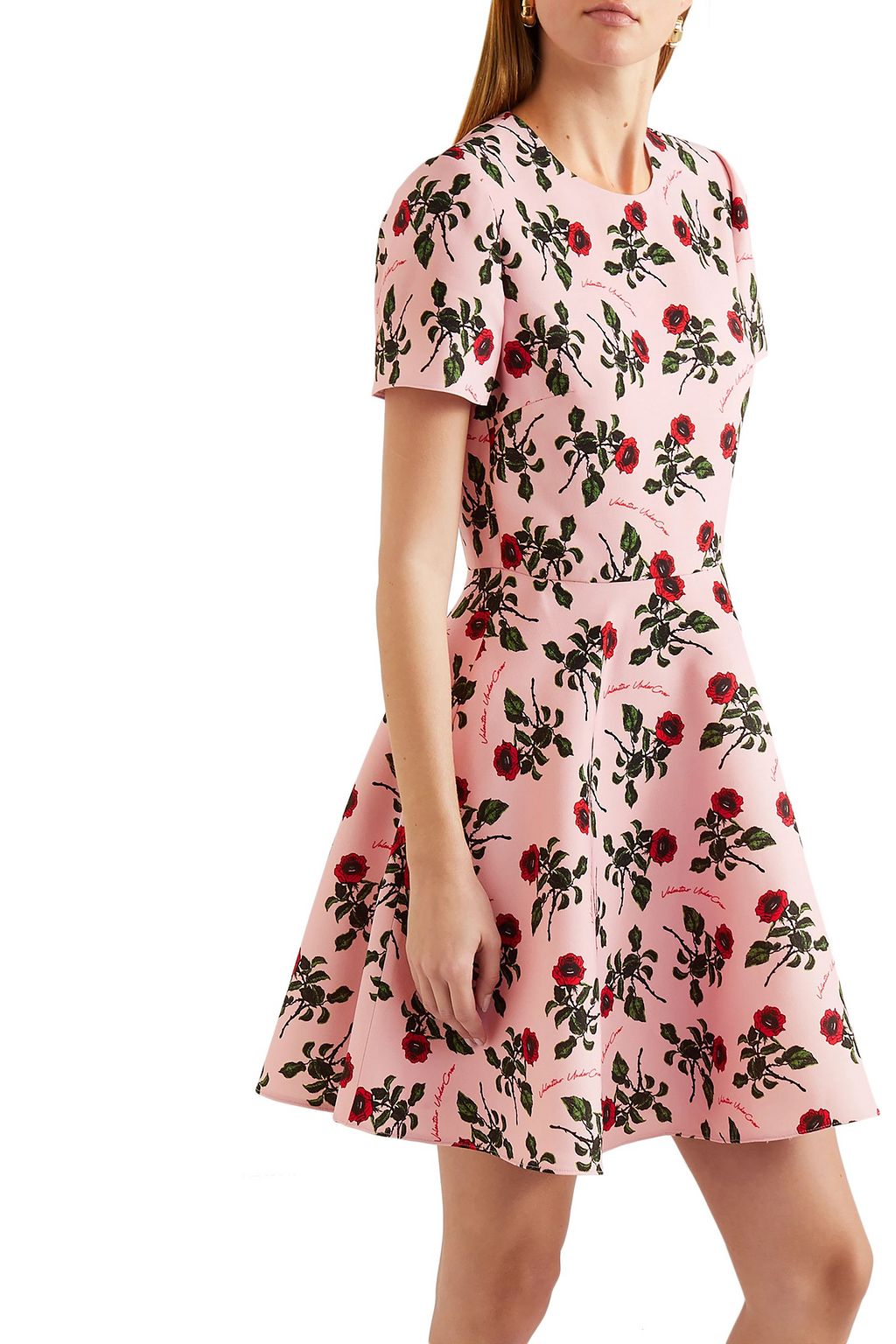 VALENTINO GARAVANI Floral-print wool and silk-blend cady mini dress