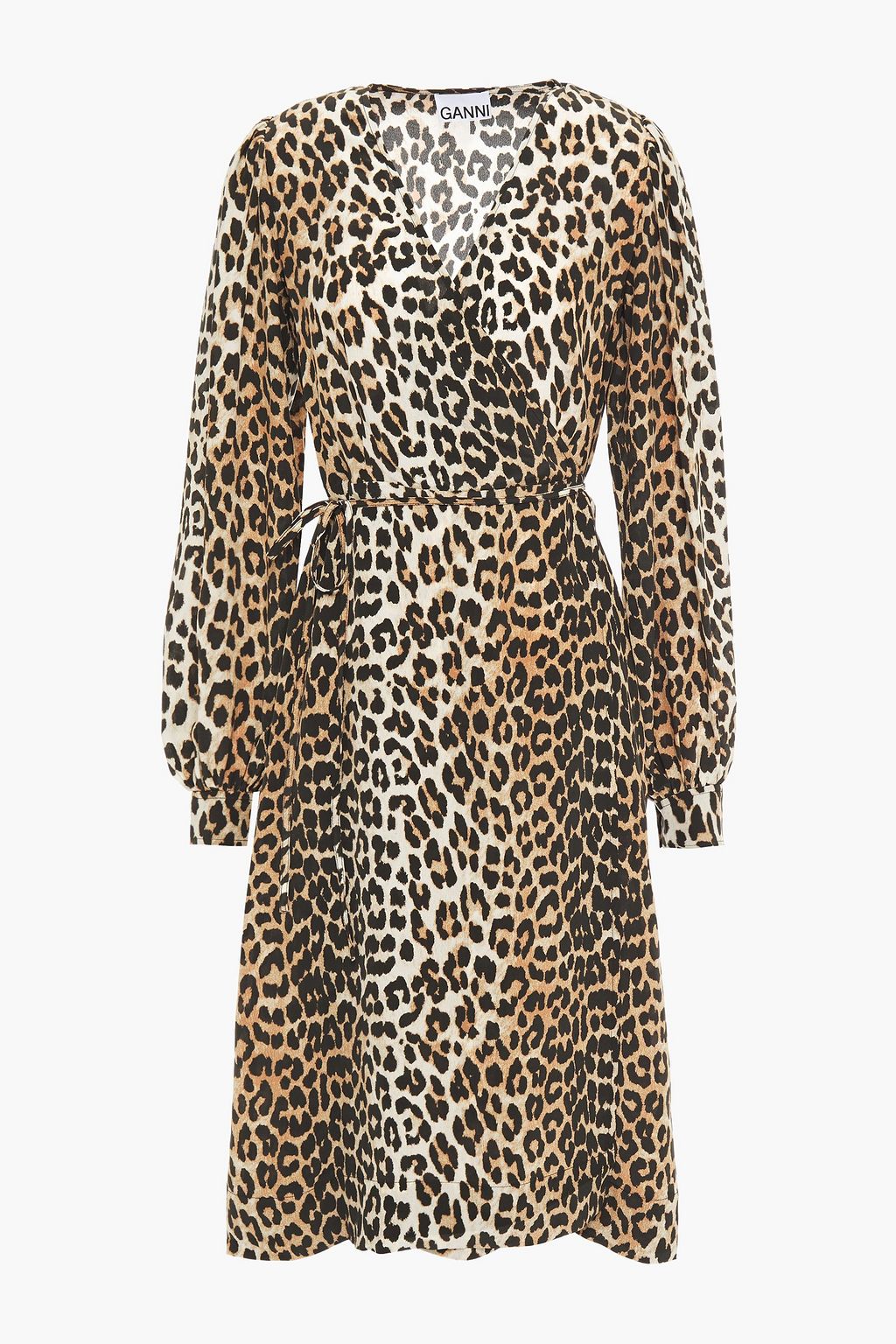 Animal print Leopard-print crepe de chine wrap dress | Sale up to 70% off |  THE OUTNET | GANNI | THE OUTNET