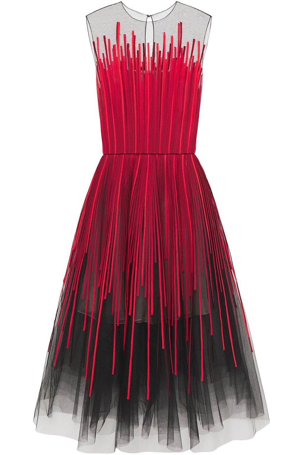red tulle midi dress