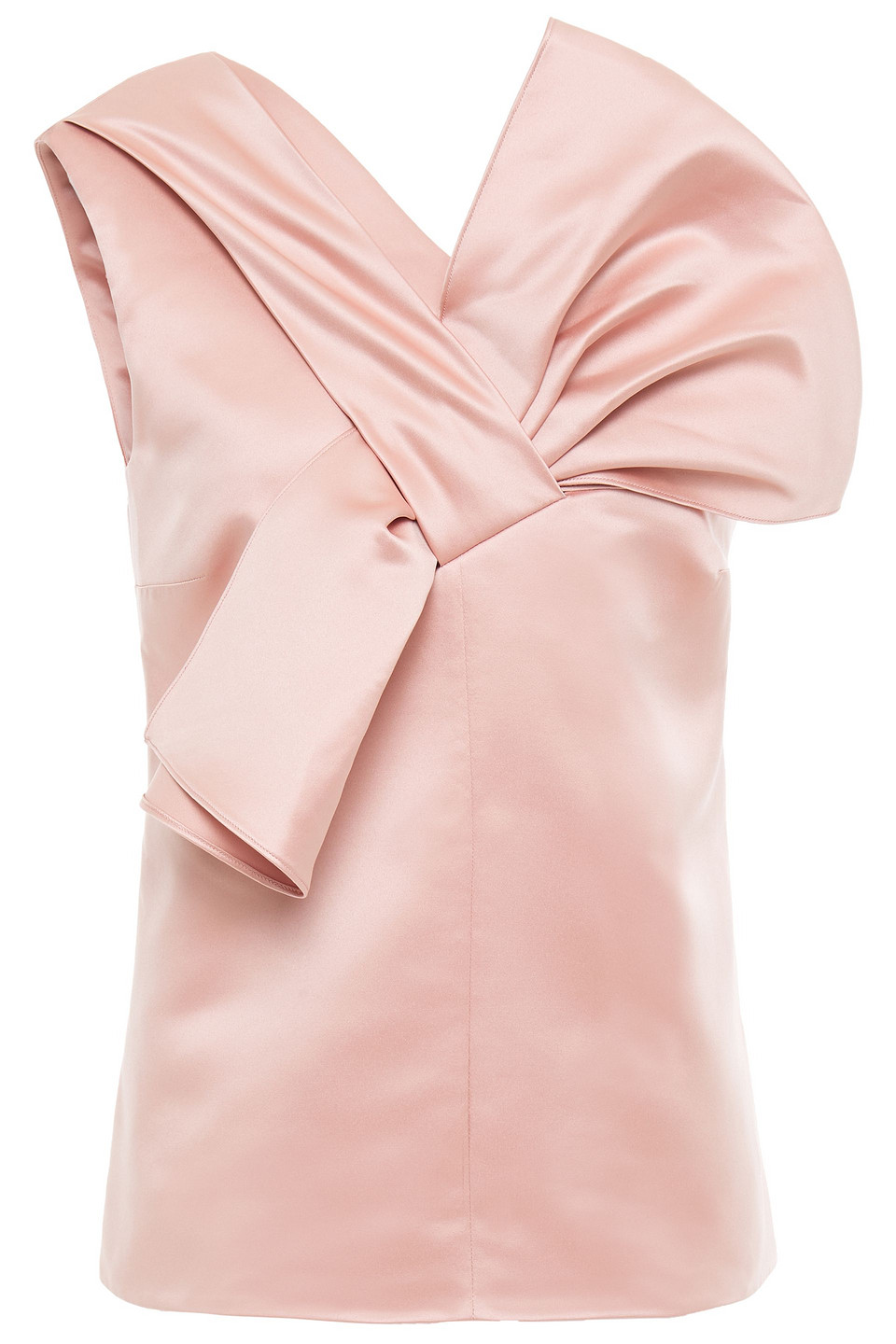 Victoria, Victoria Beckham One-shoulder bow-embellished duchesse-satin top