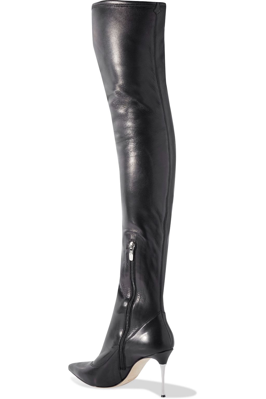 SERGIO ROSSI Godiva Steel stretch-leather over-the-knee boots