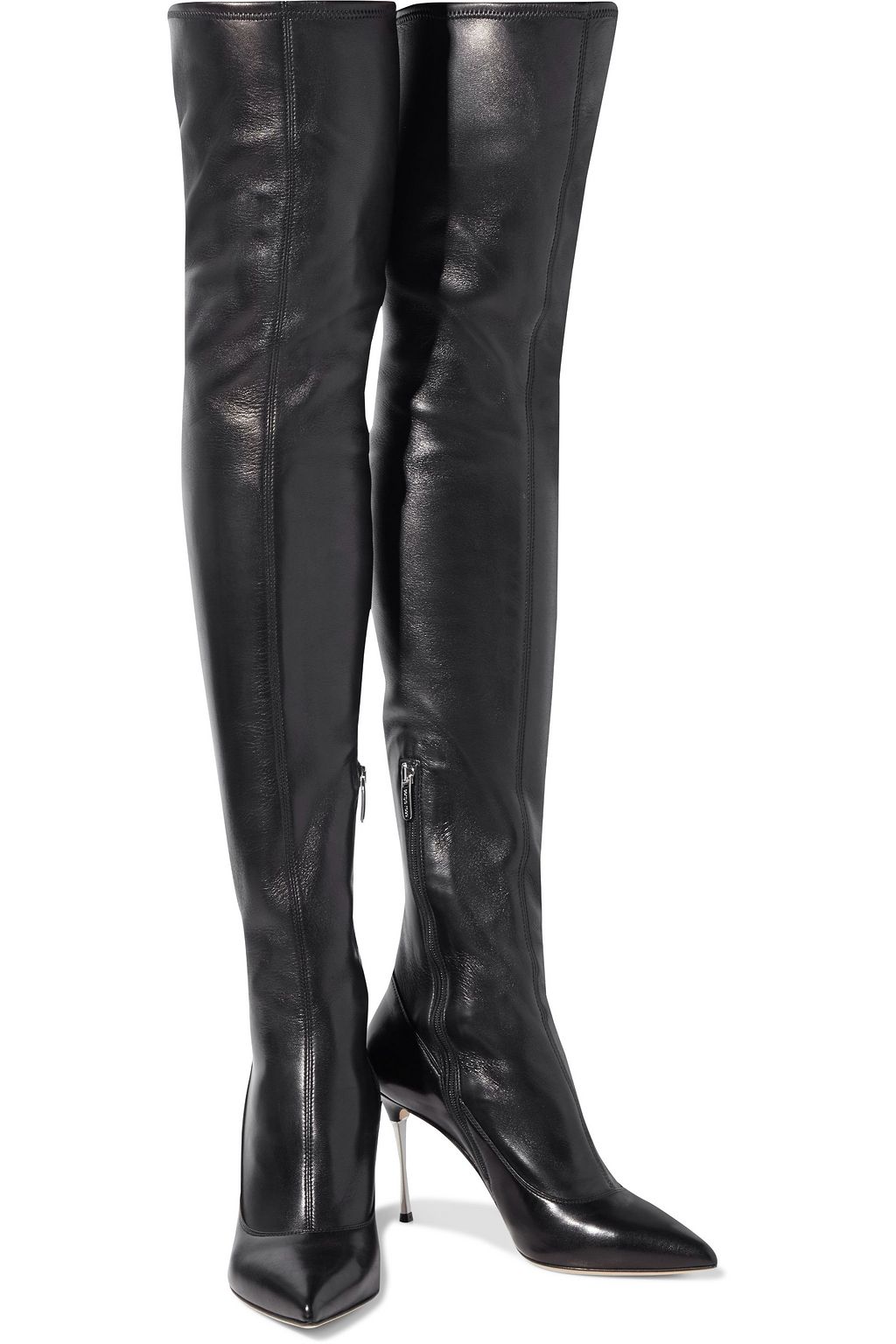 SERGIO ROSSI Godiva Steel stretch-leather over-the-knee boots