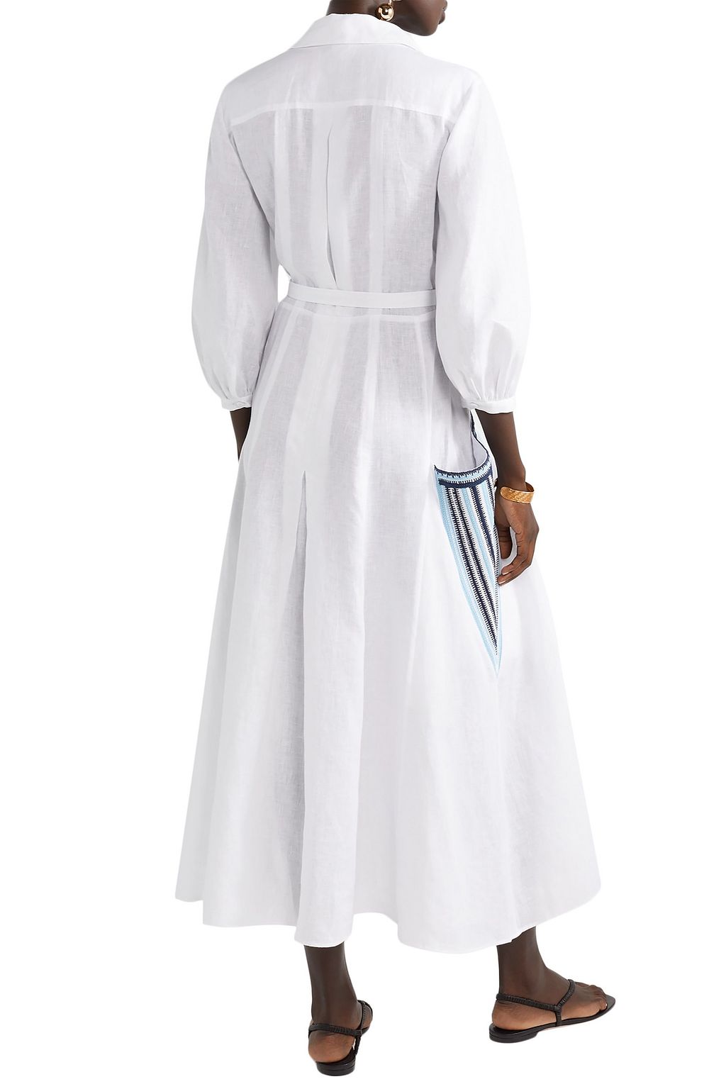 GABRIELA HEARST Woodward belted crochet-trimmed linen-gauze midi shirt dress