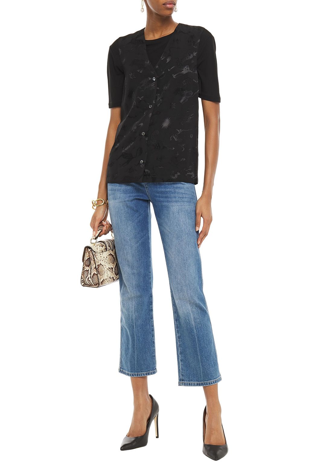 VICTORIA, VICTORIA BECKHAM Satin-jacquard vest