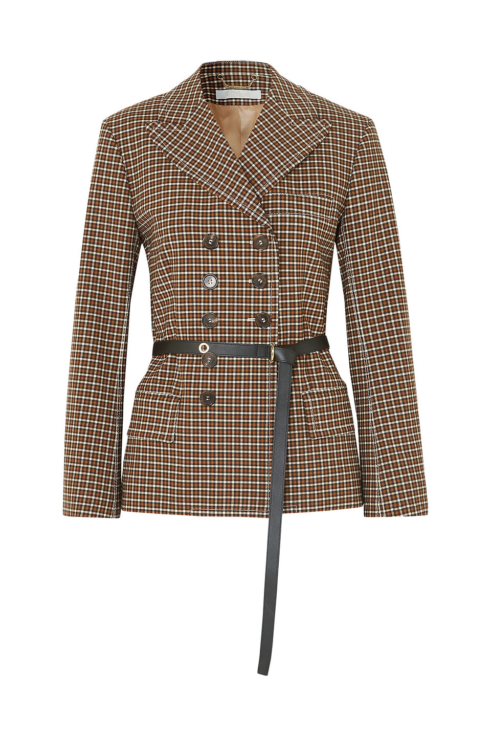 Chloé Belted double-breasted checked woven blazer