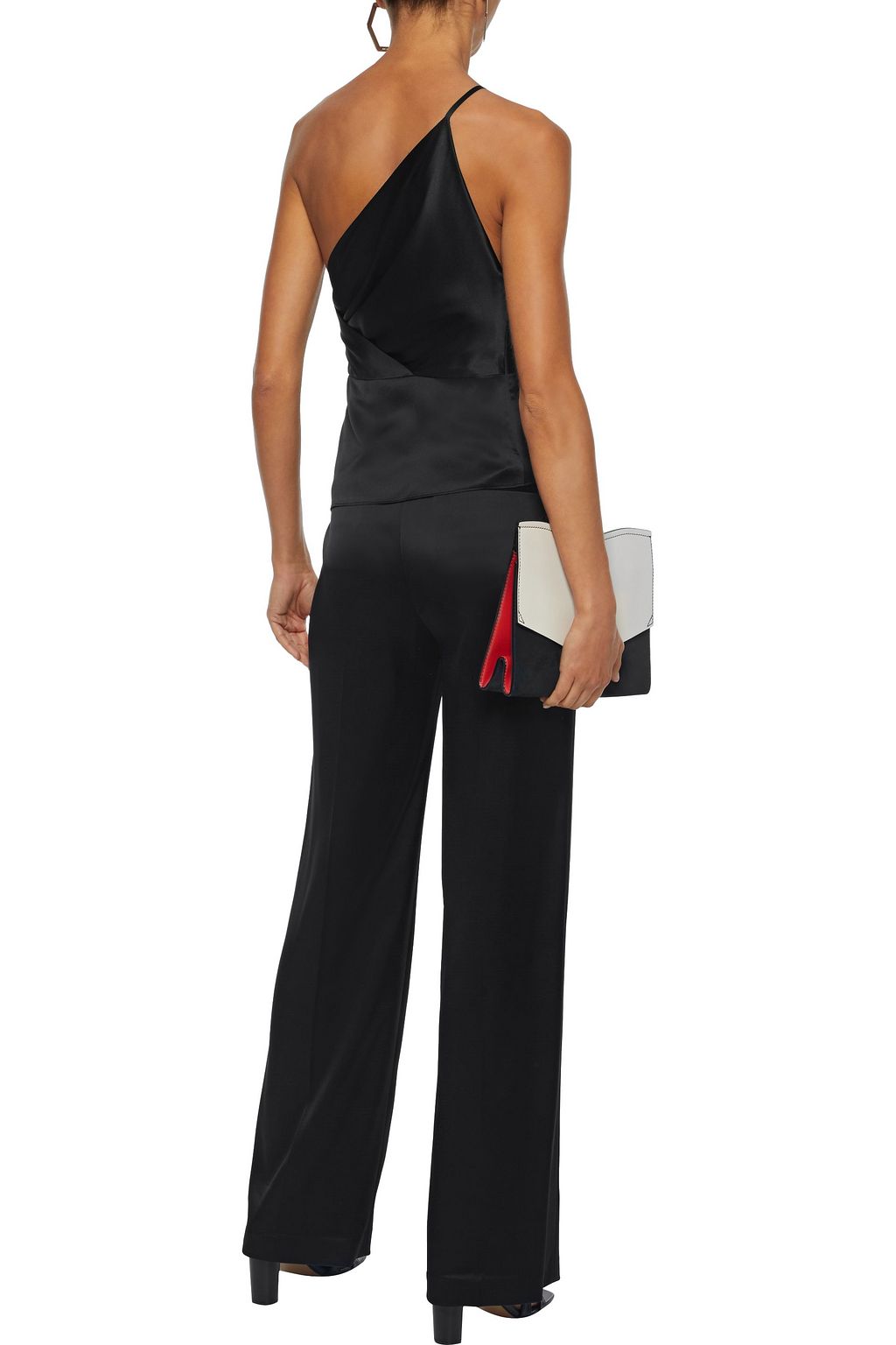 MICHELLE MASON One-shoulder knotted silk-charmeuse top