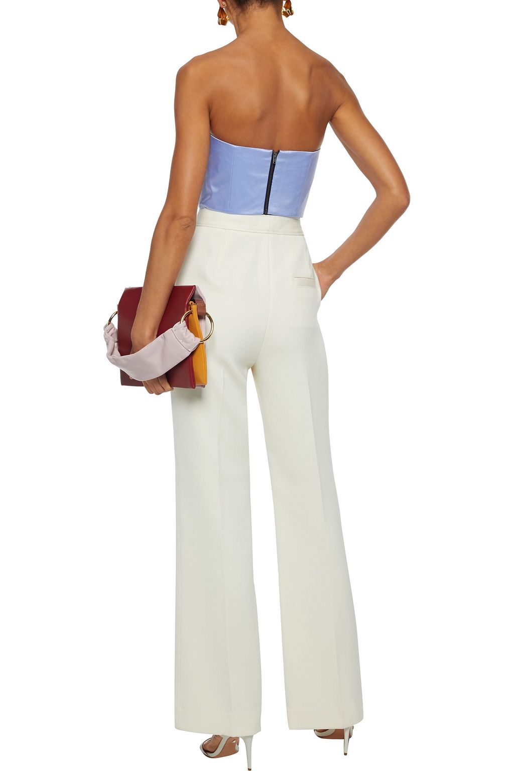 MICHELLE MASON Cropped silk-charmeuse bustier top