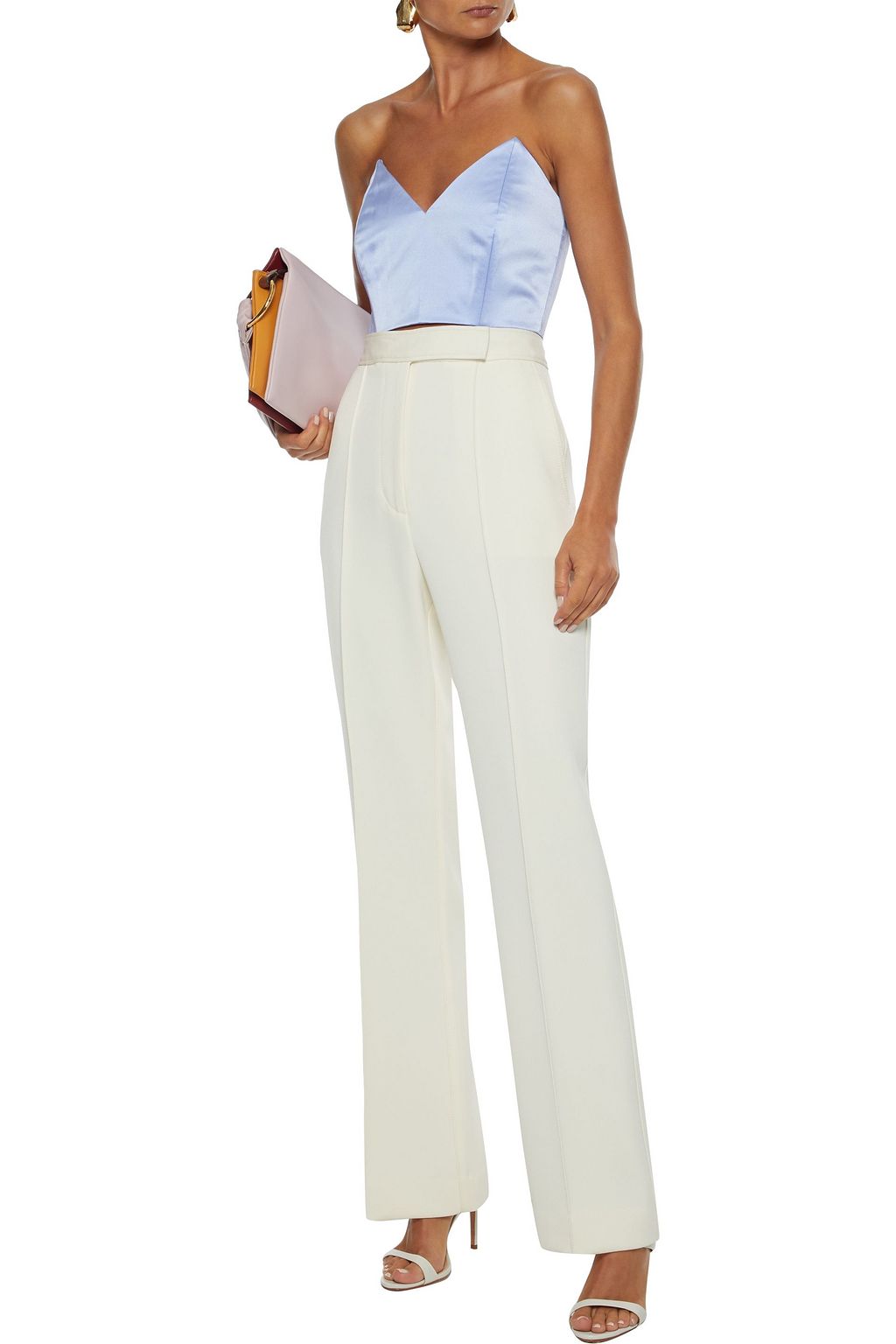 MICHELLE MASON Cropped silk-charmeuse bustier top