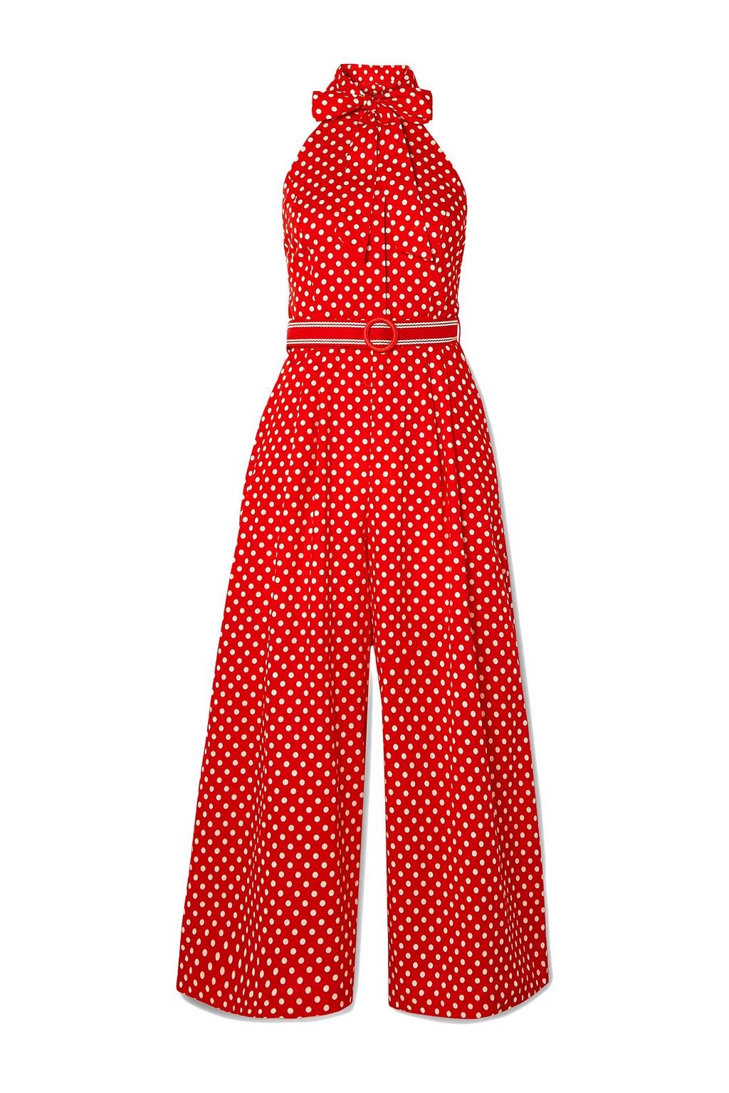 Tomato Red Zinnia Halterneck Polka Dot Linen And Cotton Blend Voile Jumpsuit Sale Up To 70 Off The Outnet Zimmermann The Outnet