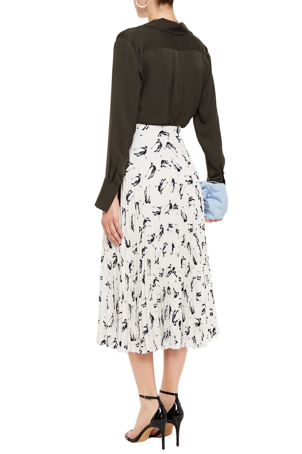EMILIA WICKSTEAD Sunny pleated printed crepe midi skirt