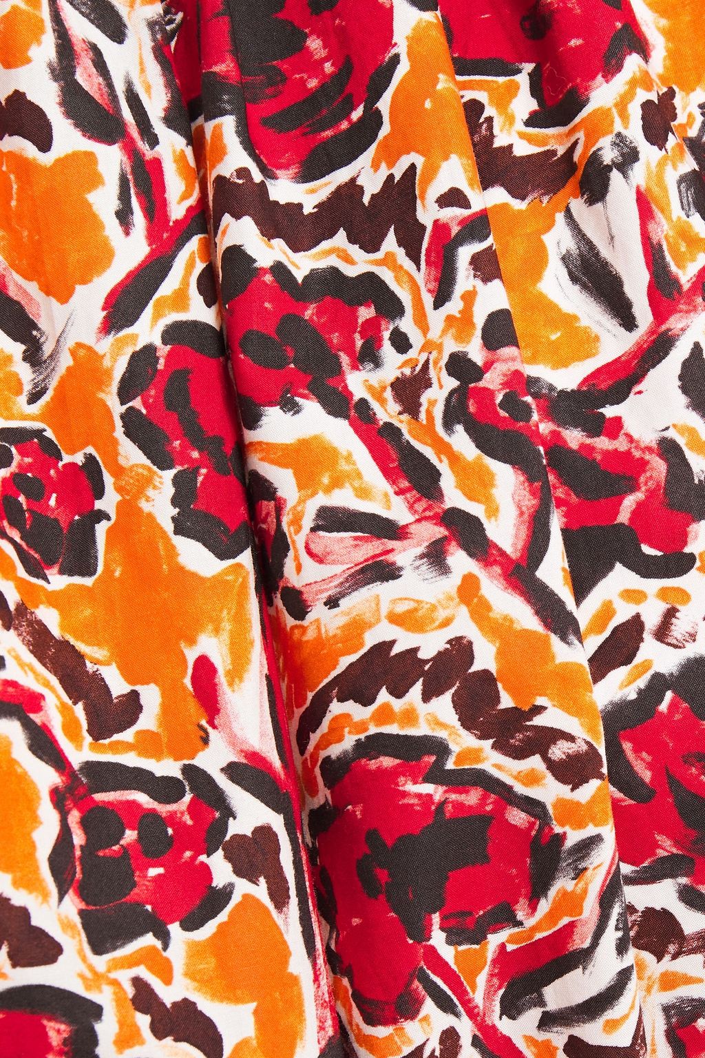 MARNI Gathered printed cotton-poplin midi dress