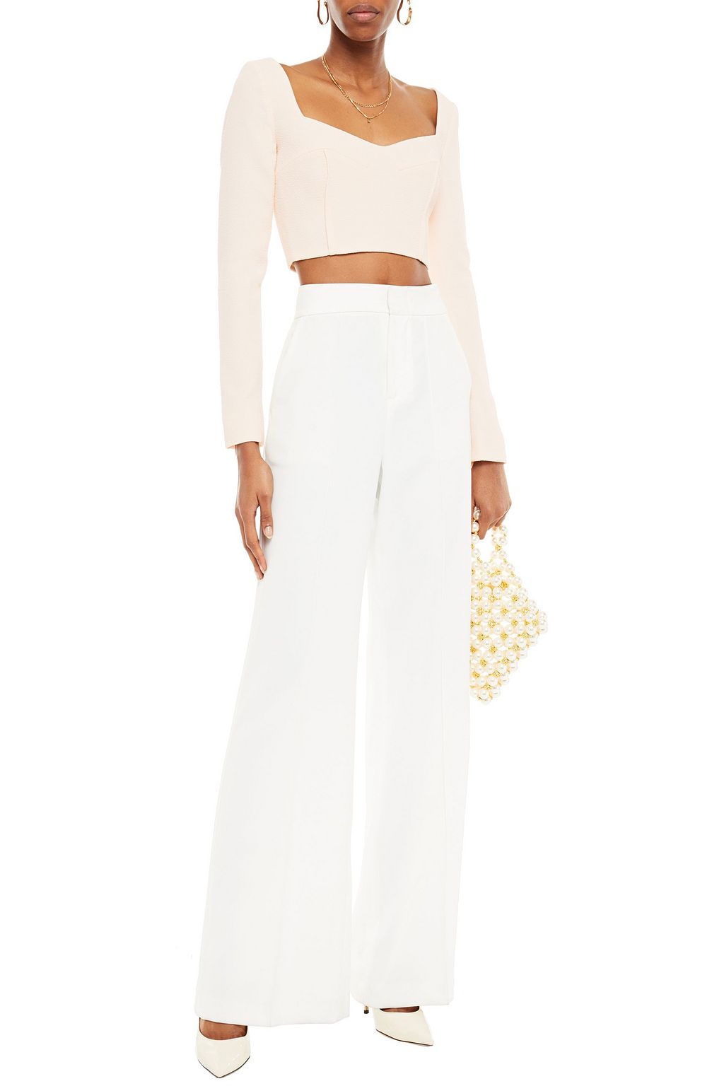 EMILIA WICKSTEAD Jules cropped textured-crepe top