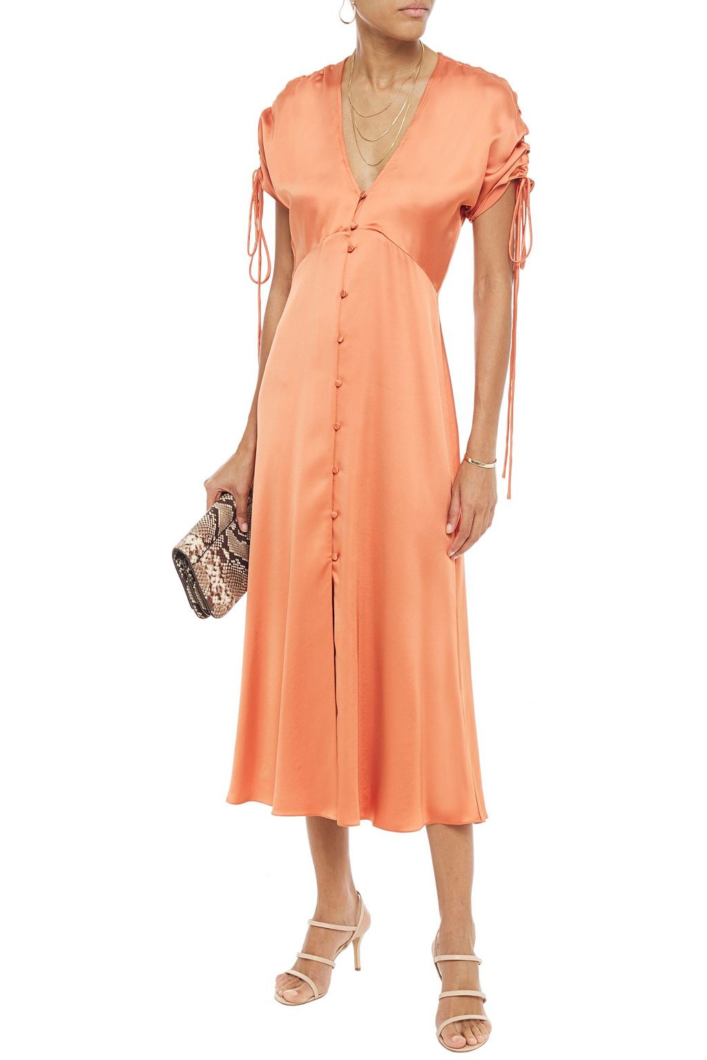 VANESSA COCCHIARO Ruched satin midi dress