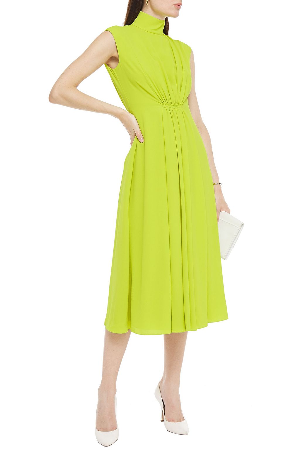 EMILIA WICKSTEAD Valencia gathered stretch-crepe midi dress