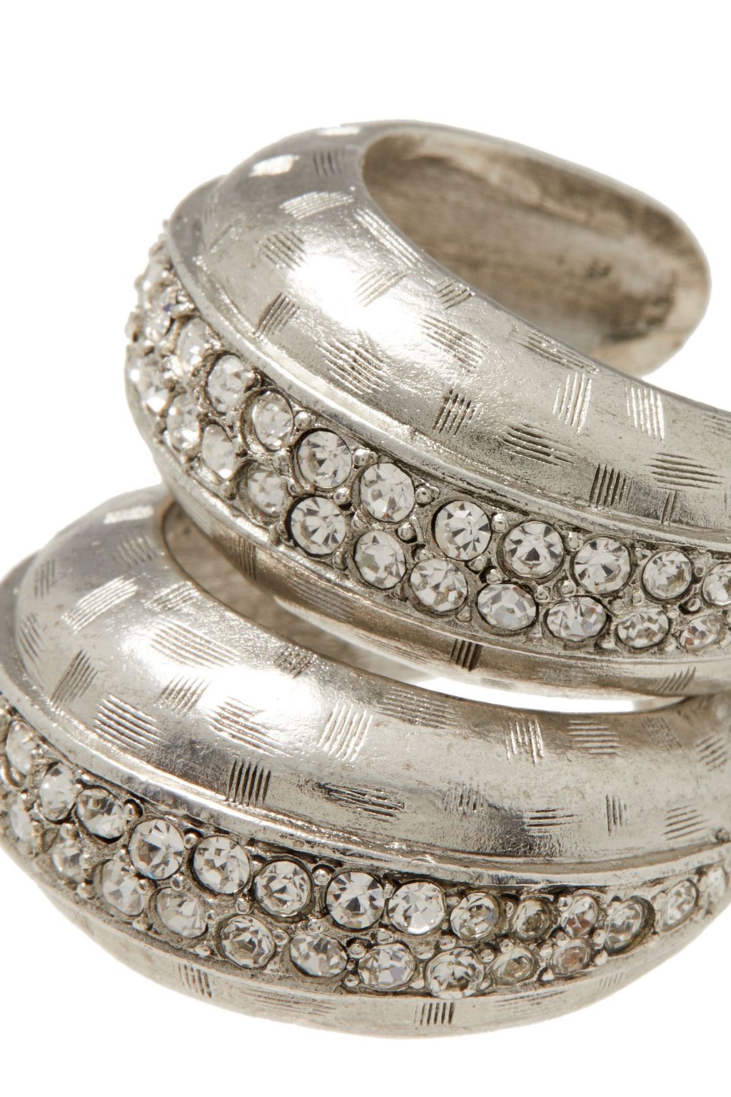 OSCAR DE LA RENTA Gold-tone crystal hoop earrings
