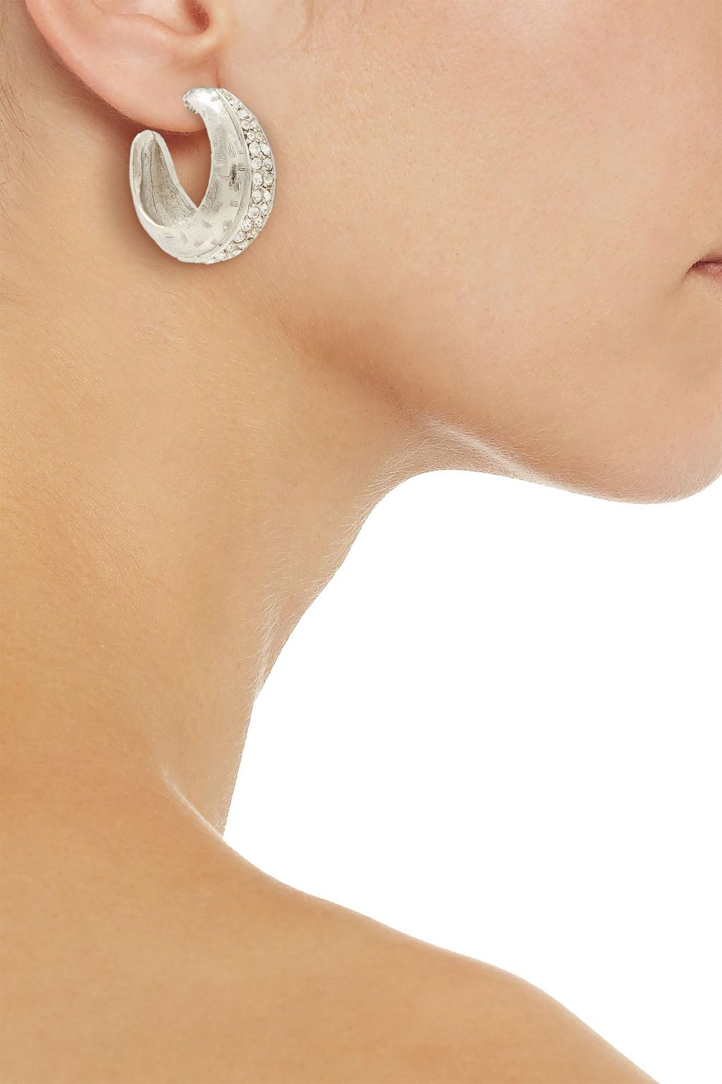 OSCAR DE LA RENTA Gold-tone crystal hoop earrings