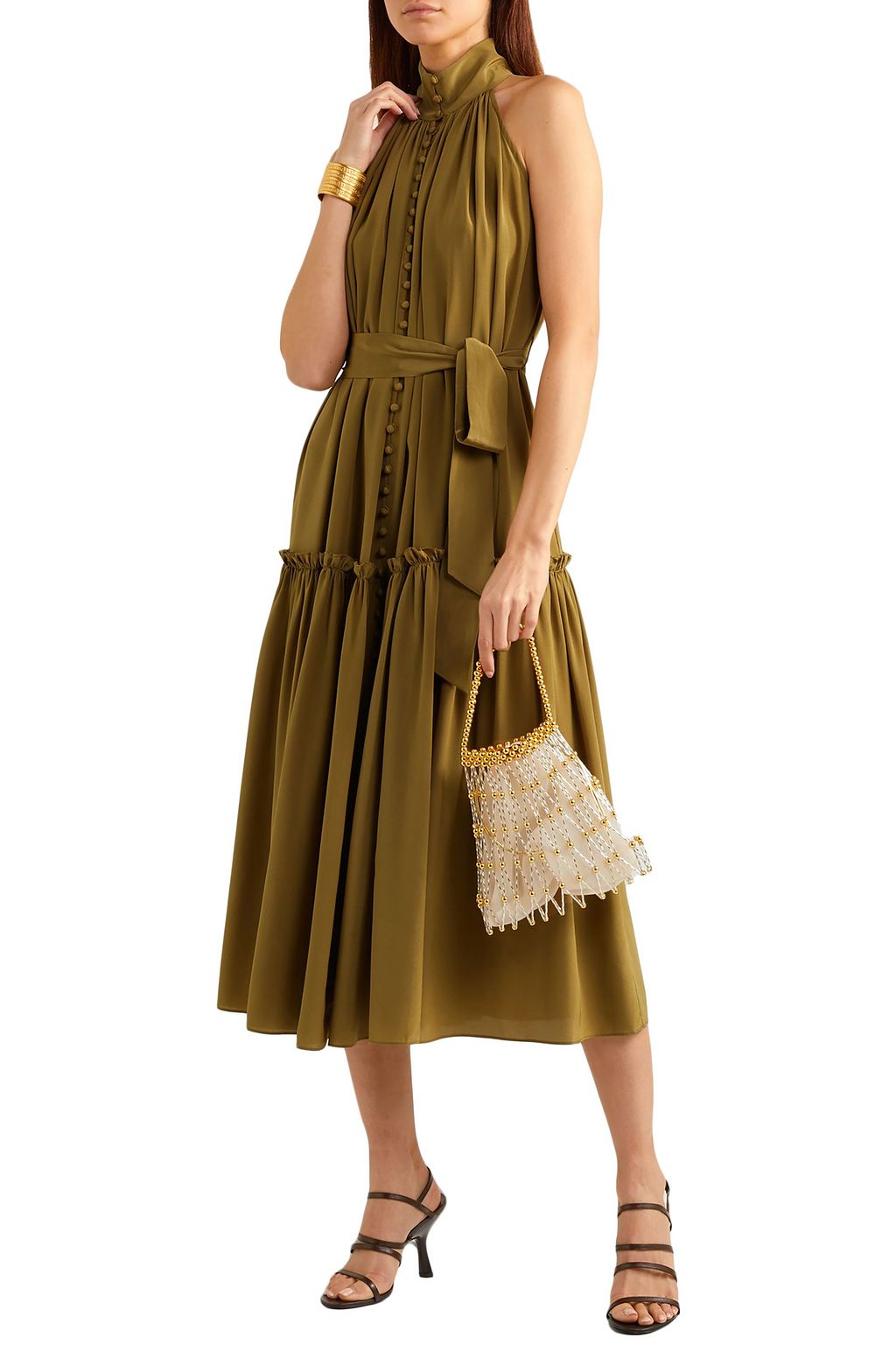 ZIMMERMANN Silk Swing gathered silk crepe de chine midi dress Sale up