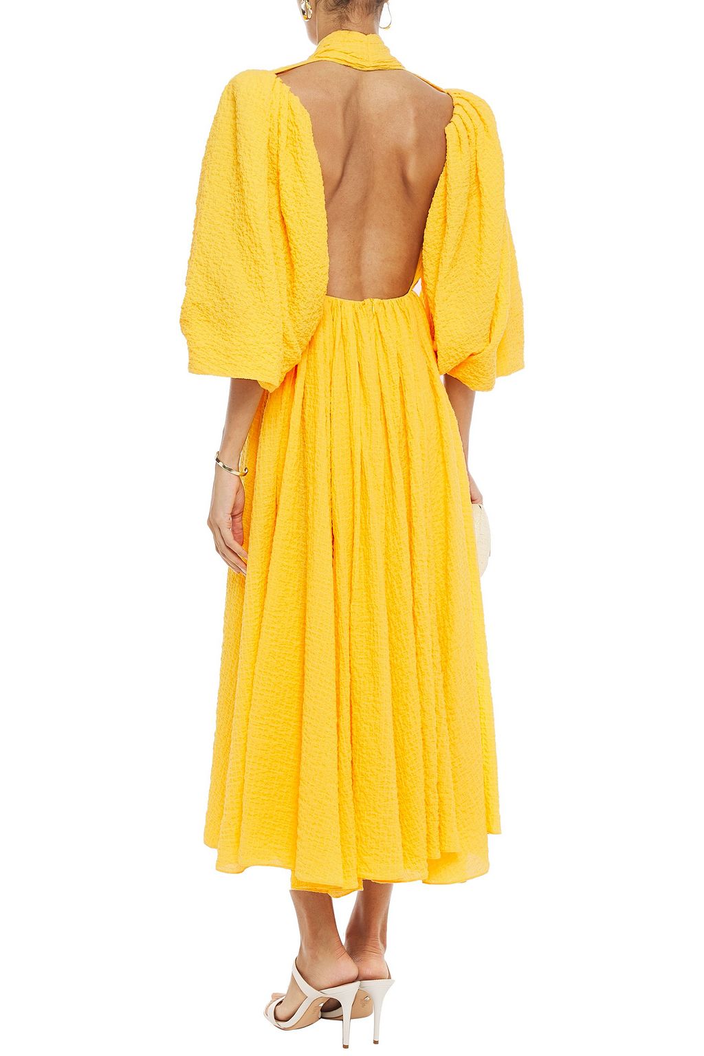 EMILIA WICKSTEAD Deva open-back cotton-blend cloqué midi dress
