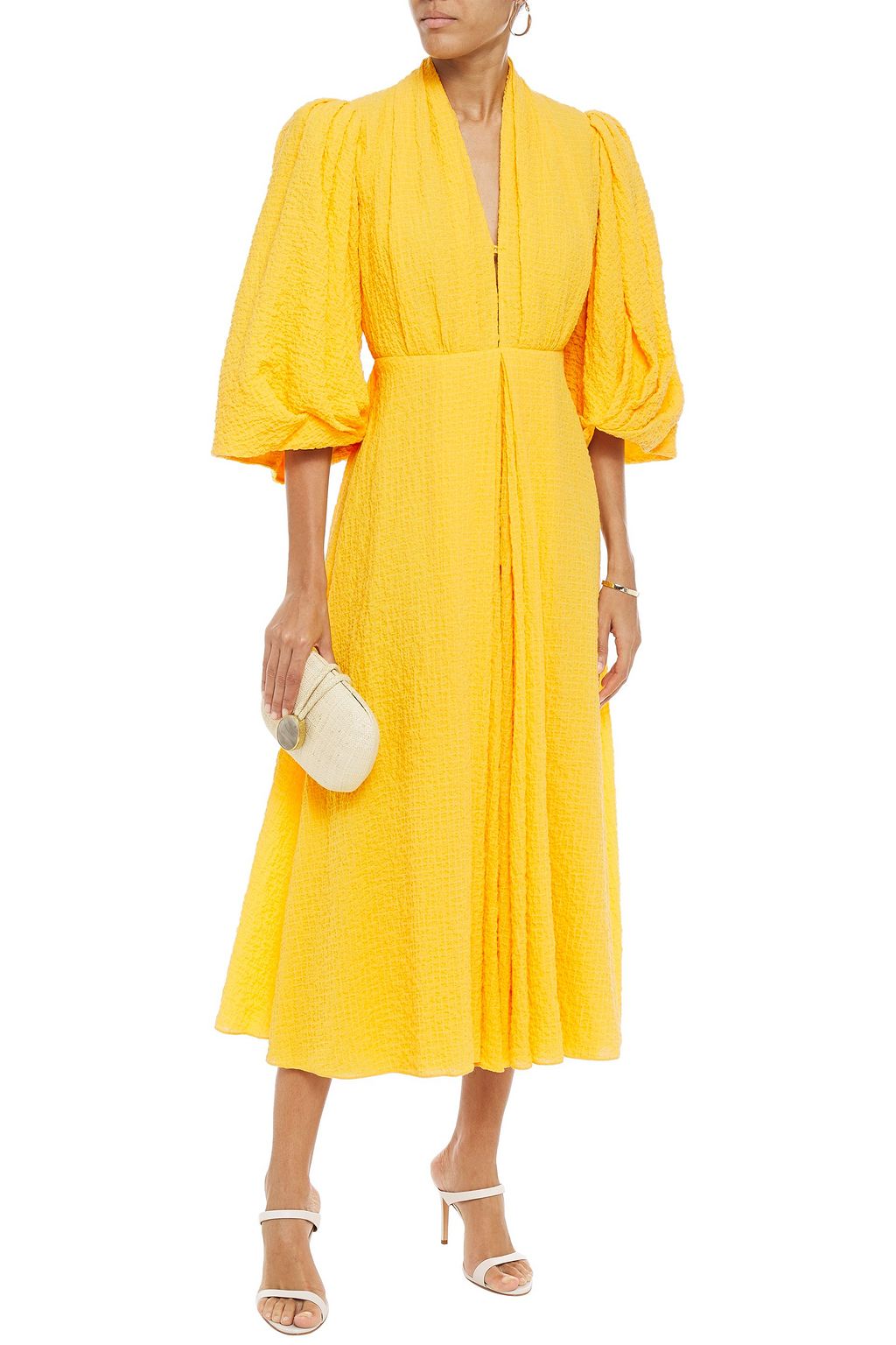 EMILIA WICKSTEAD Deva open-back cotton-blend cloqué midi dress