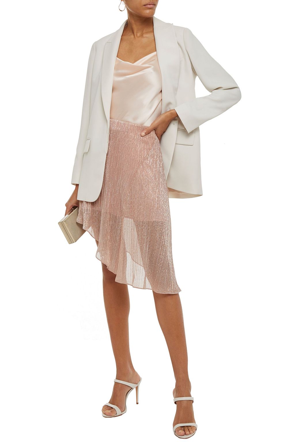 VANESSA COCCHIARO Asymmetric metallic ribbed-knit skirt