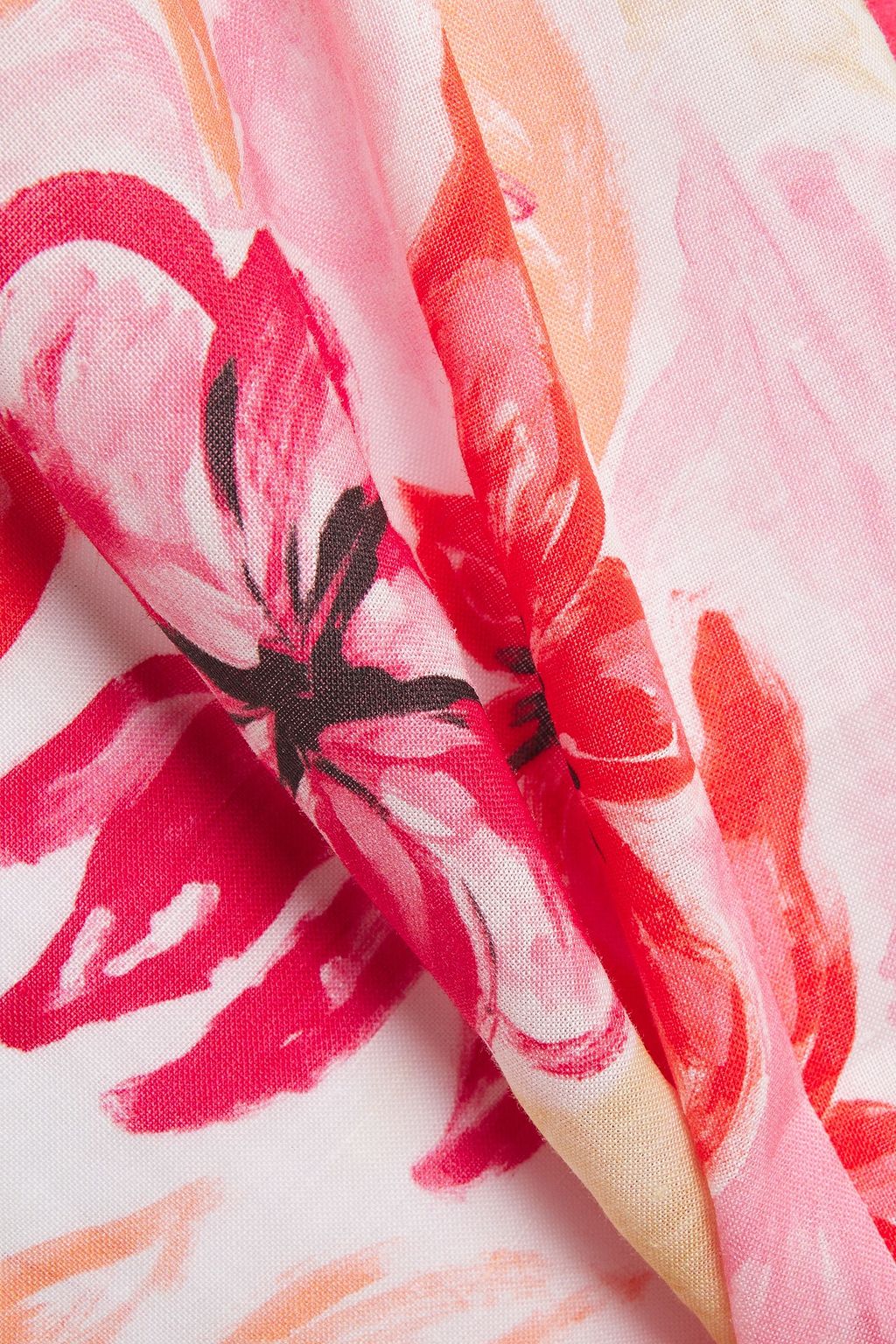 MARNI Gathered floral-print ramie midi dress