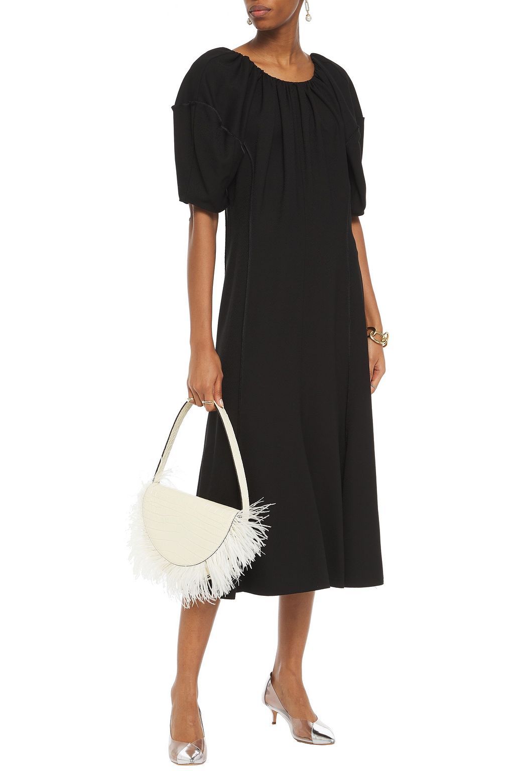 MARNI Gathered crepe midi dress