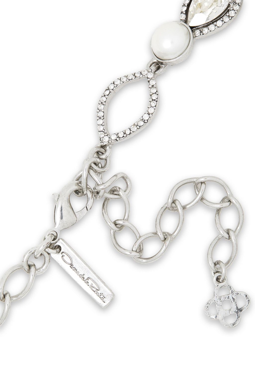 OSCAR DE LA RENTA Silver-tone crystal necklace