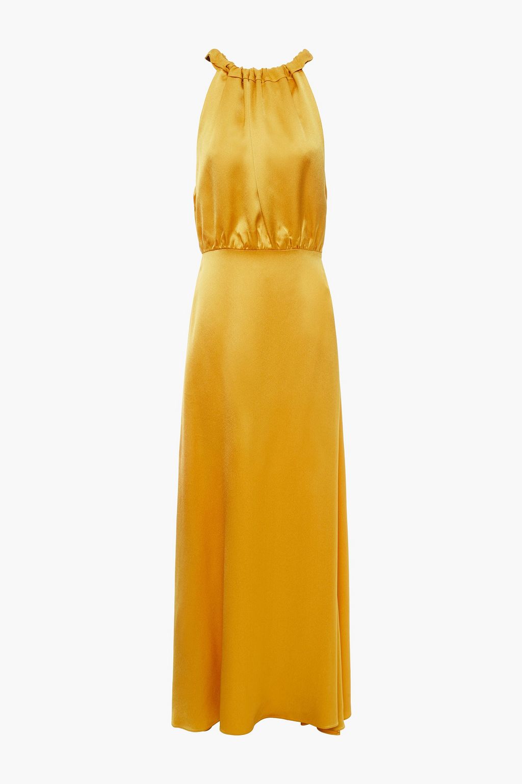 mustard satin maxi dress
