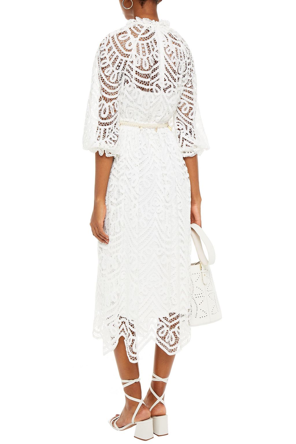 ZIMMERMANN Belted guipure lace midi dress