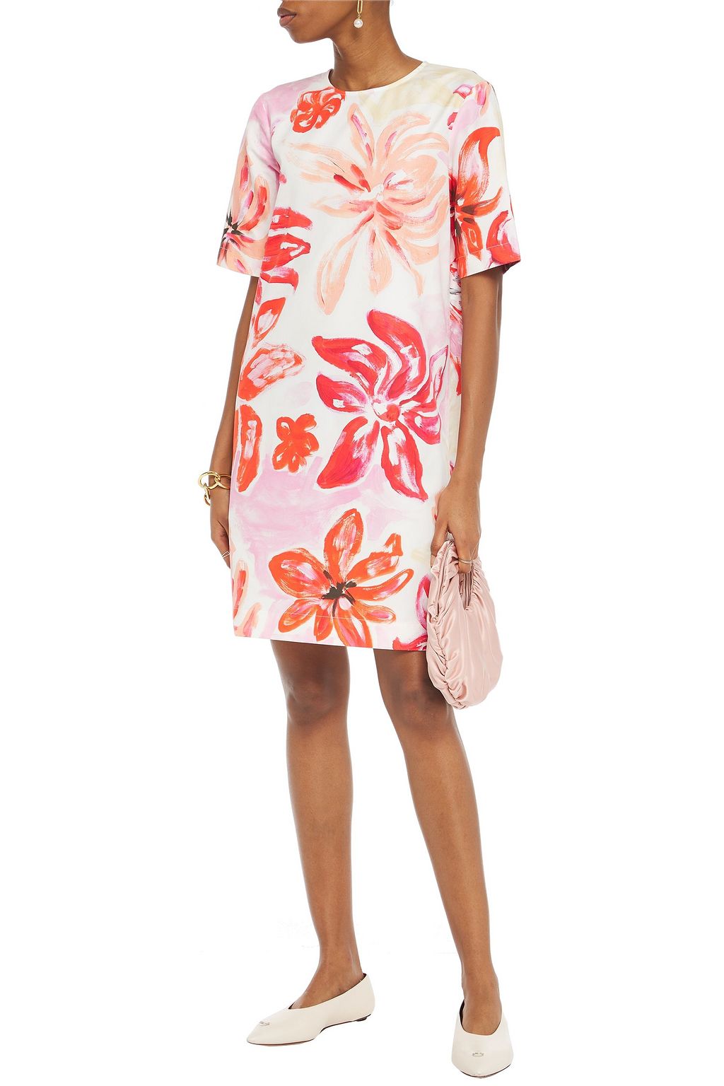 MARNI Floral-print cotton and silk-blend mini dress