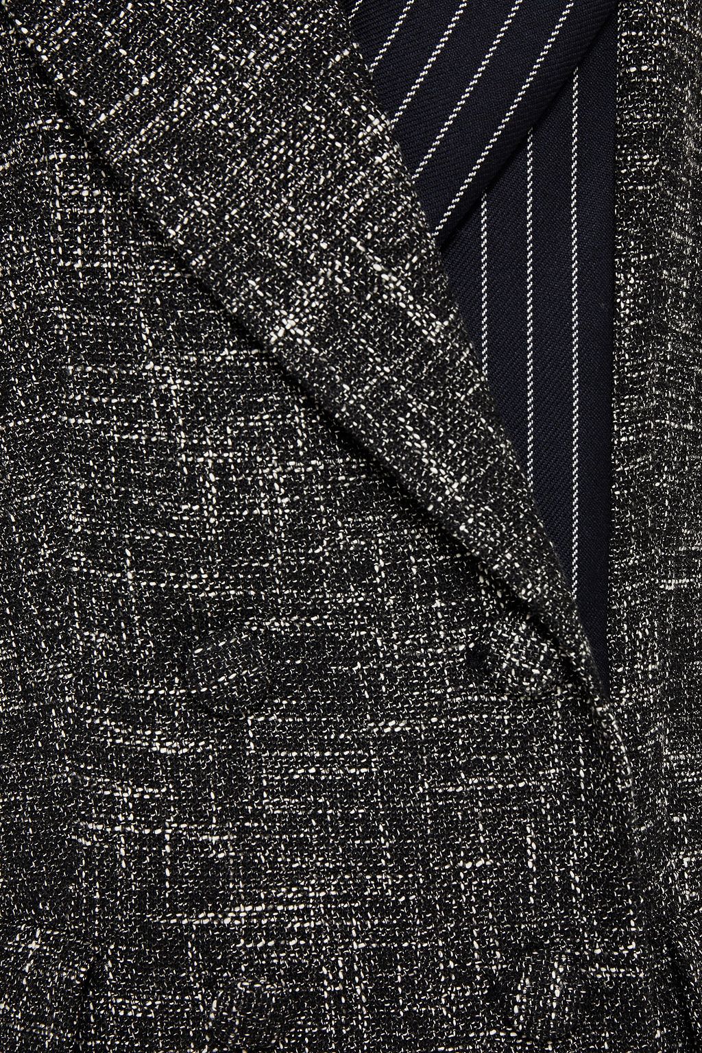 OSCAR DE LA RENTA Double-breasted pinstriped twill and cotton-blend tweed blazer